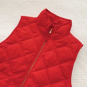 J. Crew Red Quilted Puffer Vest